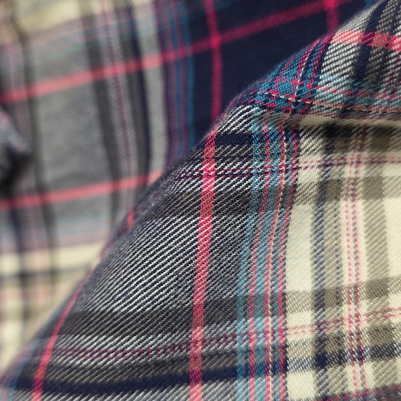 Esprit Western Cotton Blue Whit Pink Plaid Snap Button size M - Picture 8 of 14